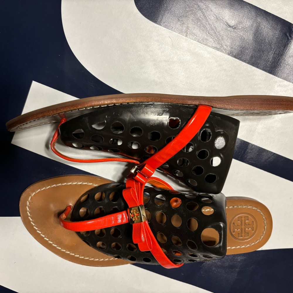 Orange Tori Burch with bow sandal - Picture 4 of 4